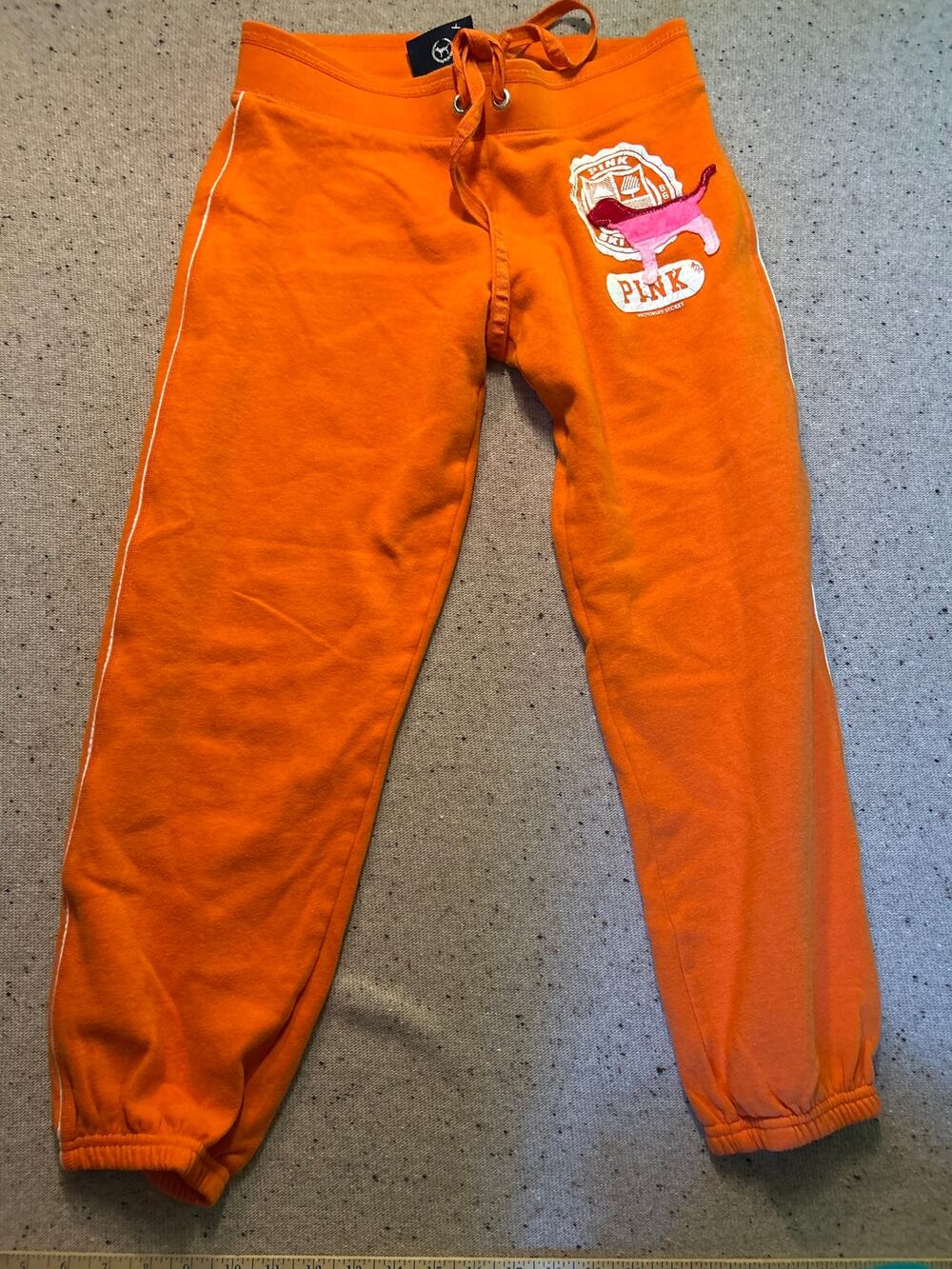 Victorias Secret Sport Pink Y2K Favorite Sweats Orange Cropped Joggers Dog XS